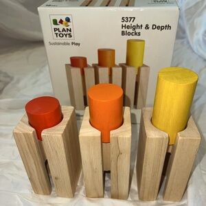 Plan toys height and depth blocks Montessori nontoxic